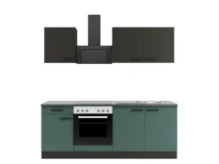 Optifit Herde|Kochfelder<Küchenzeile KPMV 2136-9+ Madrid420/Verona405 Anthrazit/ Steingrün 210 cm