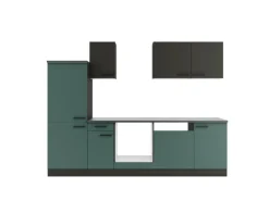 Optifit Kühlschränke<Küchenzeile KPMV 2742OE-9+ o. E-Geräte Anthrazit/Steingrün 270 cm