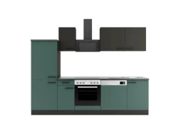 Optifit Kühlschränke<Küchenzeile KPMV 2742OE-9+ o. E-Geräte Anthrazit/Steingrün 270 cm