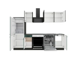 Optifit Kühlschränke<Küchenzeile KPMV 2742OE-9+ o. E-Geräte Anthrazit/Steingrün 270 cm