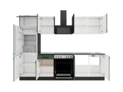 Optifit Herde|Einbauküchen<Küchenzeile KPMV 2711OE-9+ o. E-Geräte Anthrazit/Steingrün 270 cm