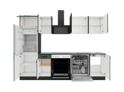 Optifit Kühlschränke|Küchenschränke<Küchenzeile KPMV 2702OE-9+ o. E-Geräte Anthrazit/Steingrün 270 cm