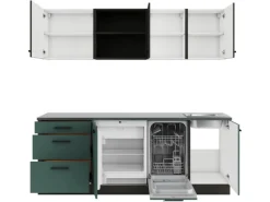 Optifit Küchenzeile KPMV 2199R-9+ Madrid420/Verona405 Anthrazit/Steingrün 210 cm< Winkelküchen