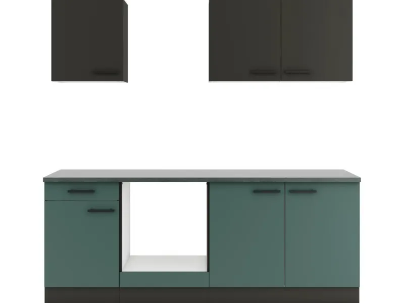 Online Optifit Küchenzeile KPMV2136OE-9+ o. E-Geräte Anthrazit/Steingrün 210 cm
