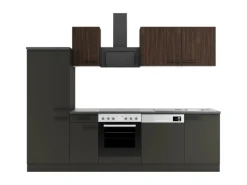 Optifit Küchenzeile KPRM 2742OE-9+ Rim/Madr o. E-Ger. Rillen Nussb./Anthr. 270cm< Kühlschränke