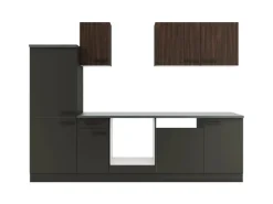 Optifit Küchenzeile KPRM 2742OE-9+ Rim/Madr o. E-Ger. Rillen Nussb./Anthr. 270cm< Kühlschränke
