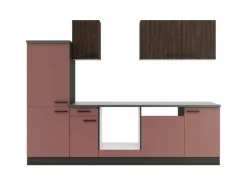 Optifit Kühlschränke<Küchenzeile KPRN2742OE-9+ Rim/Nizz o. E-Ger. Rillen Nussb./Rostrot 270cm