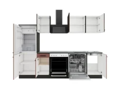 Optifit Kühlschränke<Küchenzeile KPRN2742OE-9+ Rim/Nizz o. E-Ger. Rillen Nussb./Rostrot 270cm