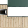 Optifit Kochfelder|Kühlschränke<Küchenzeile KPSL 2181-9+ Sav.405/Liv.290 Steingrün/Wildeiche Nb. 210cm