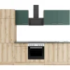 Optifit Küchenzeile KPSL 2711OE-9+ Sav/Li o. E-Ger. Steingr./Wildeiche Nb. 270cm< Herde|Kühlschränke