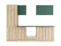 Optifit Küchenzeile KPSL 2711OE-9+ Sav/Li o. E-Ger. Steingr./Wildeiche Nb. 270cm< Herde|Kühlschränke