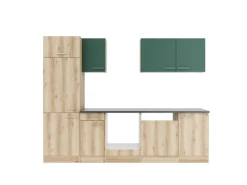 Optifit Einbauküchen<Küchenzeile KPSL 2702OE-9+ Sav/Li o. E-Ger. Steingr./Wildeiche Nb. 270cm