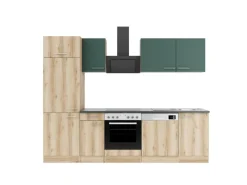Optifit Einbauküchen<Küchenzeile KPSL 2702OE-9+ Sav/Li o. E-Ger. Steingr./Wildeiche Nb. 270cm