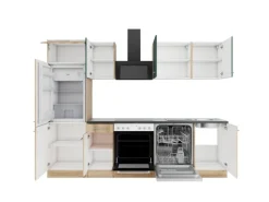 Optifit Einbauküchen<Küchenzeile KPSL 2702OE-9+ Sav/Li o. E-Ger. Steingr./Wildeiche Nb. 270cm