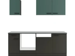 Discount Optifit Küchenzeile KPVM 2179OE-9+ o. E-Geräte Steingrün/Anthrazit 210cm