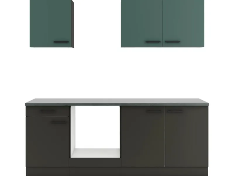 Discount Optifit Küchenzeile KPVM 2136OE-9+ o. E-Geräte Steingrün/Anthrazit 210 cm