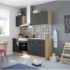 Optifit Küchenzeile OPTIkombi Noah420 mit E-Geräten 210 cm Anthrazit/Wildeiche< Winkelküchen