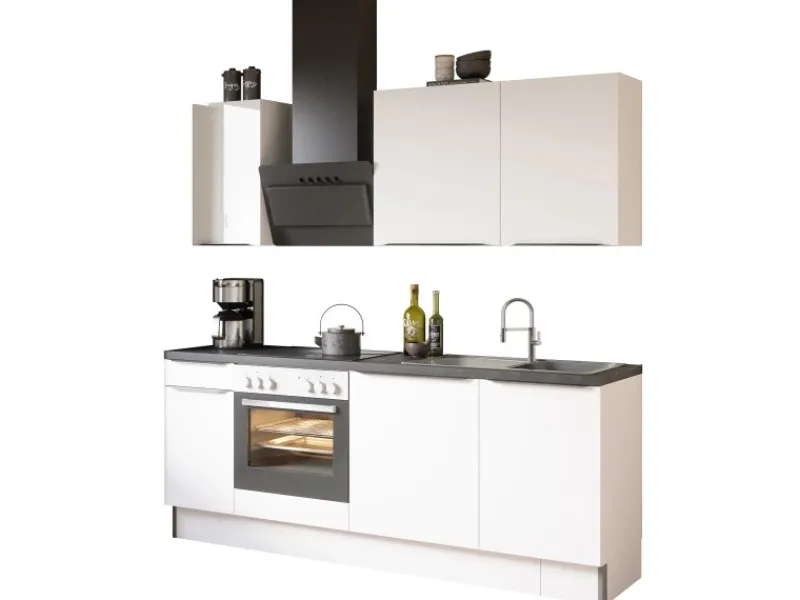 Optifit Küchenzeile Optikoncept Arvid 210 cm Weiß< Kochfelder|Einbauküchen
