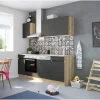 Optifit Küchenzeile OPTIkombi Noah420 mit E-Geräten 210 cm Anthrazit/Wildeiche< Kühlschränke|Einbauküchen