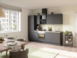 Clearance Optifit Küchenzeile Optikoncept Ingvar 270 cm Anthrazit