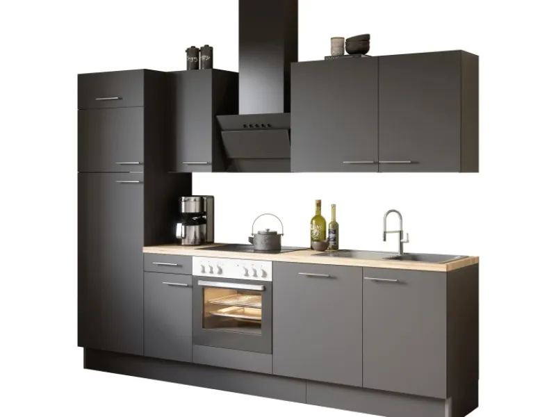 Clearance Optifit Küchenzeile Optikoncept Ingvar 270 cm Anthrazit