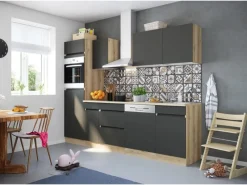 Optifit Küchenzeile OPTIkombi Noah420 ohne E-Geräte 270 cm Anthrazit/Wildeiche< Kühlschränke