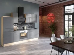 Optifit Küchenzeile Optikoncept Jonte 270 cm Anthrazit-Wildeiche Nachb.< Besteckkästen|Kochfelder