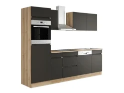 New Optifit Küchenzeile OPTIkombi Noah420 mit E-Geräten 270 cm Anthrazit/Wildeiche