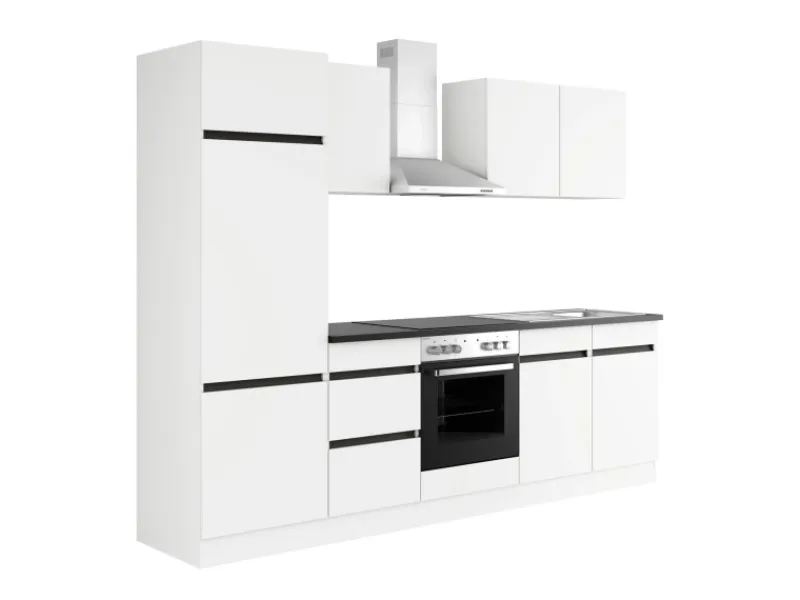 Optifit Kühlschränke<Küchenzeile OPTIkombi Luca932 mit E-Geräten 270 cm Breite Weiß