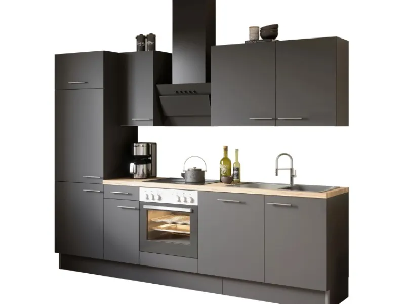 Optifit Besteckkästen|Kochfelder<Küchenzeile Optikoncept Ingvar 270 cm Anthrazit