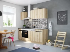 Outlet Optifit Küchenzeile OPTIkombi Kaya290 mit E-Geräten 210 cm Breite Wildeiche NB