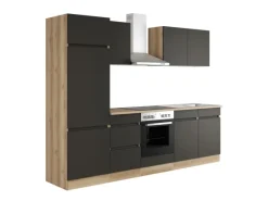 Optifit Herde|Kochfelder<Küchenzeile OPTIkombi Noah420 ohne E-Geräte 270 cm Anthrazit/Wildeiche