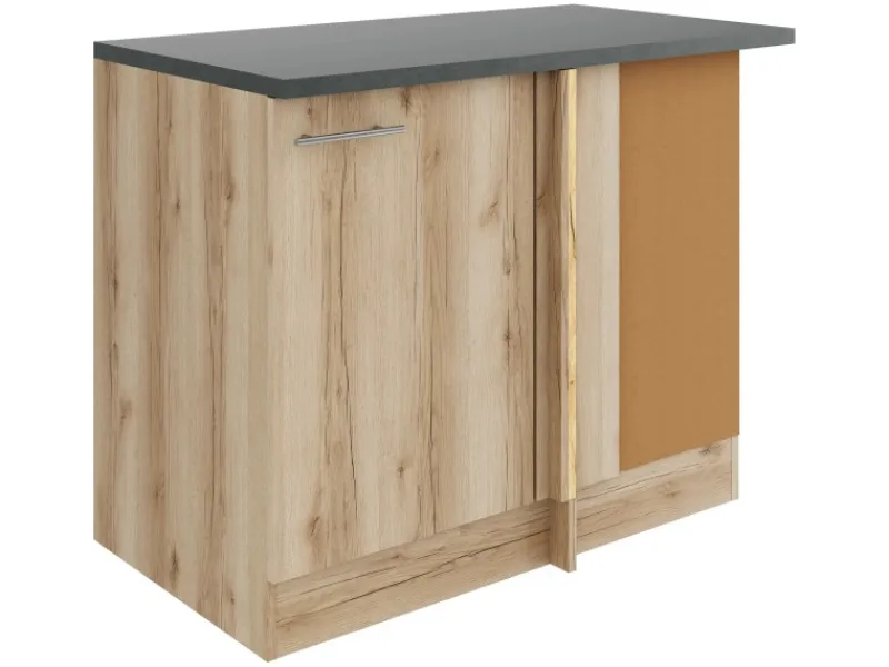 Optifit Küchenschränke<Livorno290 Küchen-Eck-Unterschrank 110 cm Wildeiche Nachbildung