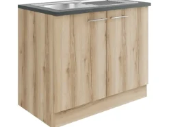 Optifit Livorno290 Küchen-Spülenunterschrank 100 cm Wildeiche Nachbildung< Einbauküchen|Küchenschränke