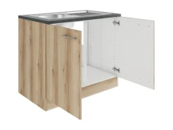 Optifit Livorno290 Küchen-Spülenunterschrank 100 cm Wildeiche Nachbildung< Einbauküchen|Küchenschränke