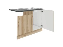 Optifit Livorno290 Küchen-Spülenunterschrank Wildeiche Nachbildung< Küchenschränke|Einbauküchen