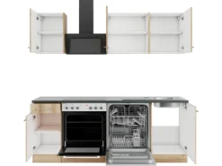 Optifit Livorno290 Küchenzeile 210 cm ohne E-Geräte Wildeiche Nachbildung< Kochfelder|Kühlschränke