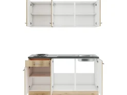 Optifit Livorno290 Miniküche 150 cm Wildeiche Nachbildung< Miniküchen|Herde