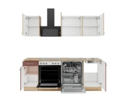 Optifit Livorno290/Bari407 Küchenzeile 210 cm Wildeiche Nachbildung / Rostrot< Winkelküchen