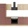 Optifit Kochfelder|Kühlschränke<Livorno290/Bari407 Küchenzeile 270 cm Wildeiche Nachbildung / Rostrot