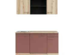 Optifit Livorno290/Bari407 Miniküche 150 cm Wildeiche Nachbildung / Rostrot< Miniküchen|Kühlschränke