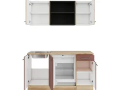 Optifit Livorno290/Bari407 Miniküche 150 cm Wildeiche Nachbildung / Rostrot< Miniküchen|Kühlschränke