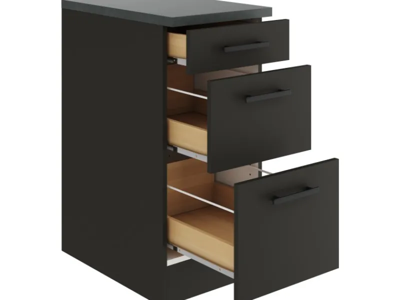 Optifit Madrid420 Küchen-Unterschrank 40 cm Anthrazit Matt< Küchenschränke