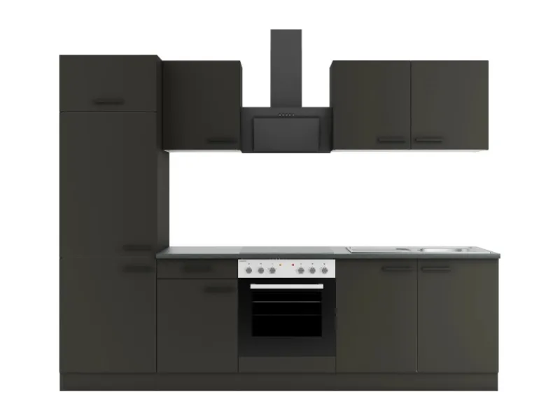 Discount Optifit Madrid420 Küchenzeile 270 cm ohne E-Geräte Anthrazit