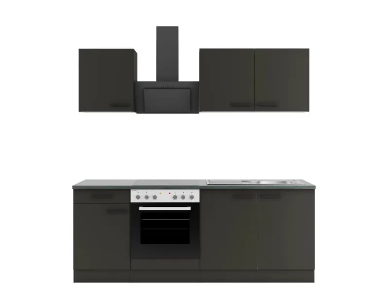 Outlet Optifit Madrid420 Küchenzeile 210 cm Anthrazit