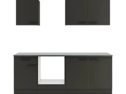 Optifit Madrid420 Küchenzeile 210 cm ohne E-Geräte Anthrazit< Einbauküchen