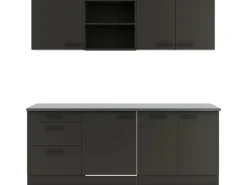 Optifit Madrid420 Küchenzeile 210 cm ohne E-Geräte Anthrazit< Single-Küchen|Einbauküchen