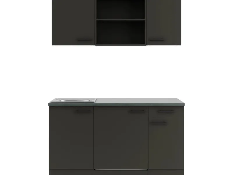 Optifit Miniküchen|Kochfelder<Madrid420 Miniküche 150 cm Anthrazit