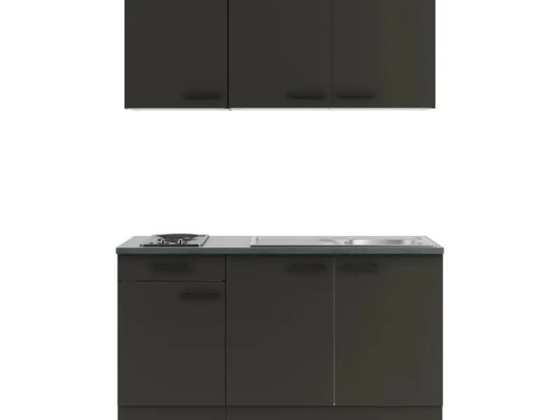 Optifit Miniküchen|Kochfelder<Madrid420 Miniküche 150 cm Anthrazit