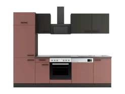 Optifit Kühlschränke<Madrid420/Nizza407 Küchenzeile 270 cm Anthrazit / Rostrot